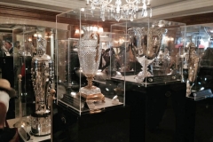 Iconic race trophies from around the world were on display in the Ritz-Carlton lobby, the most recognizable in this photo being the Indianapolis 500 trophy on the left.