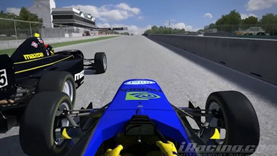 Besides actual NBC Sports racing footage, our producers also had access to simulation streams such as this maneuvering on the pit straight at Road America. [iracing.com screen grab]